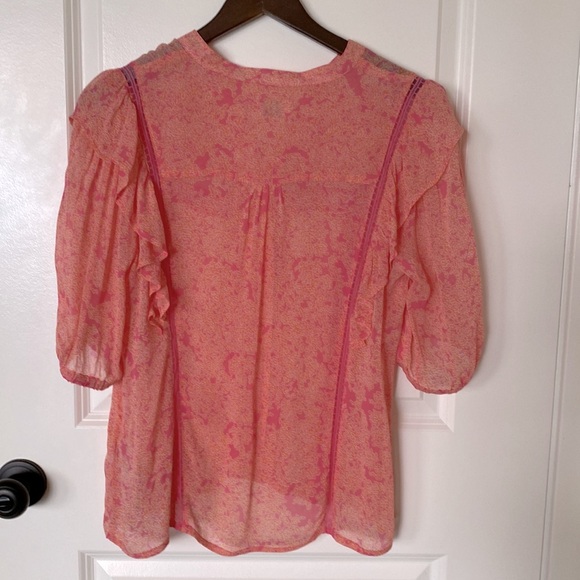 CREAM Blouse, sheer with lace accents, size 36 - Picture 4 of 9